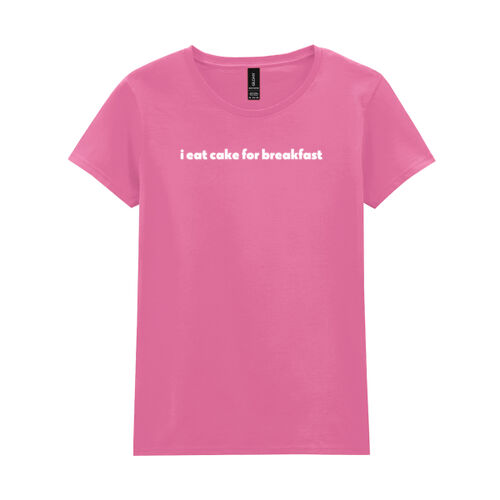 i eat cake for breakfast pink tee Thumbnail