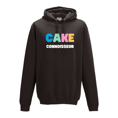 cake connoisseur black hoodie with colour Thumbnail