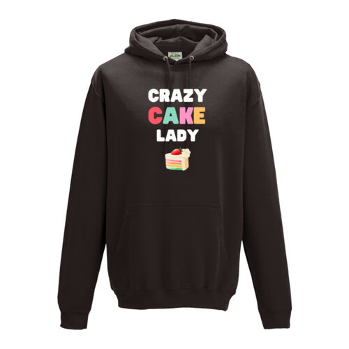 crazy cake lady black hoodie with colour Thumbnail