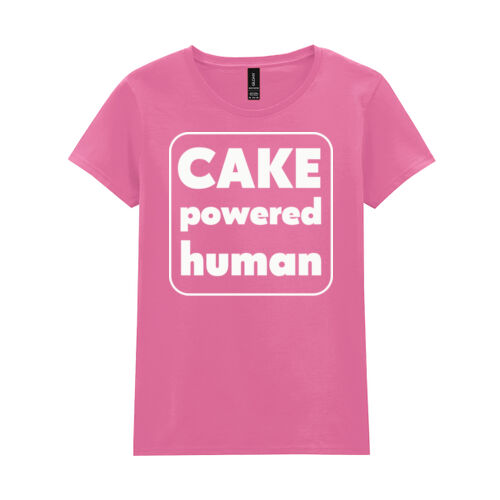 CAKE powered human pink t-shirt Thumbnail